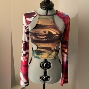 Jaded London cut out long sleeve eye top size us 4